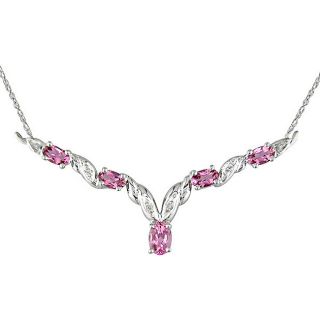 14k White Gold Diamond Pink Tourmaline Necklace