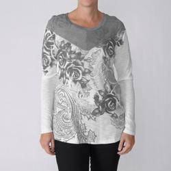 California Bloom Womens Pinstripe and Floral Graphic Top Today $27