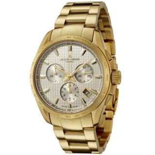 Jacques Lemans Mens Geneve/Tempora Gold Ion Plated Chronograph Watch