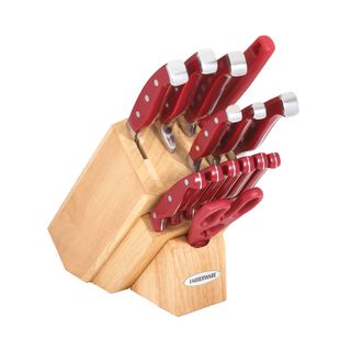 Farberware 15 piece Forged Natural Knife Block Set with Bonus Poly