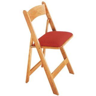 Natural Wood Poker Chair with Red Nylon Upholstery Sports