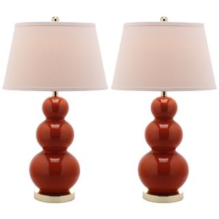 Amy Triple Gourd 1 light Orange Table Lamps (Set of 2)