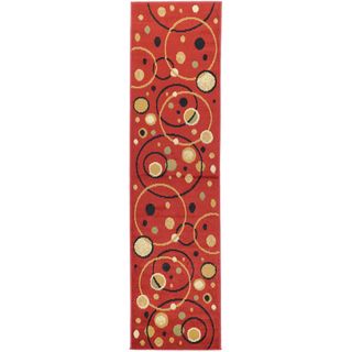 Paterson Collection Contemporary Abstract Circles Red Runner Rug (111