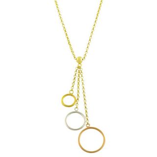 14k Tri color Gold 17 inch Circle Drop Necklace