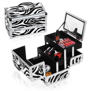 Shany Cosmetics Zebra Makeup Train Case with Mirror