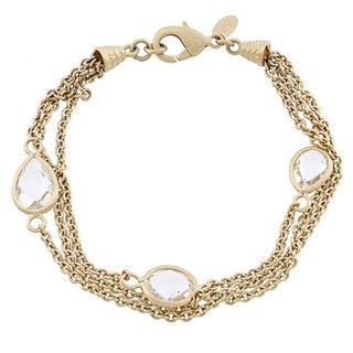 Rivka Friedman Gold Overlay 3 row Rock Crystal Bracelet