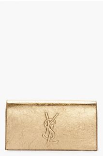 Saint Laurent White Leather Angled Rhombus Clutch for women
