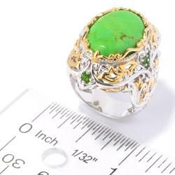 Michael Valitutti Two tone Green Turquoise and Chrome Diopside Ring