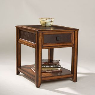 Patterson Wood and Faux Leather End Table