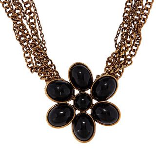 Amrita Singh Goldtone Black Resin Flower Necklace