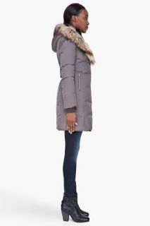 Mackage Grey Hooded Fur trimmed Trish Coat for women