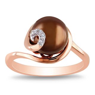 Miadora Pink Silver Freshwater Pearl and Diamond Accent Ring (9 9.5 mm