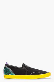 Y 3 Black And Yellow Slip On Wading Shoes for men