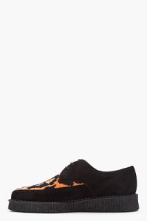 Underground Black Suede Contrast apron Creepers for men