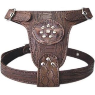 Brown Faux Leather with Crystal Studs Dog Harness