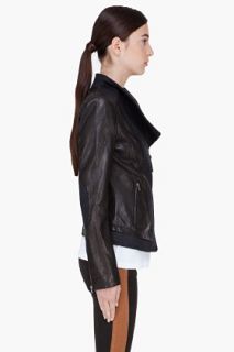 Mackage Black Wool Trim Leather Jacket for women