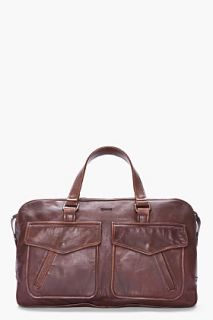 Dsquared2 Brown Leather Clayton Duffle Bag for men
