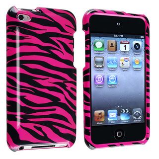 Hot Pink/ Black Zebra Snap on Case for Apple iPod Touch 4th Generation