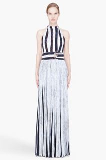 Kenzo White Pleated Marble Print Halter Dress for women