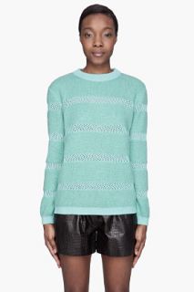 Opening Ceremony Seafoam Green Mohair Striped Pullover for women