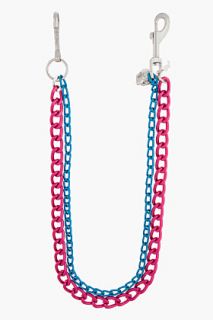 Raf Simons Oversize Pink And Blue Skull & R Double Keychain for men