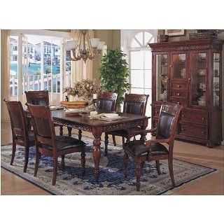 BEAUTIFUL DARK SOLID WOOD DINING TABLE SET W/ 6 CHAIRS