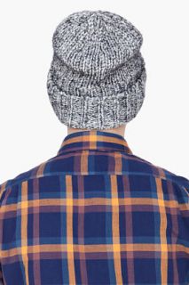 CARVEN Black Mottled Merino Wool Knit Hat for men
