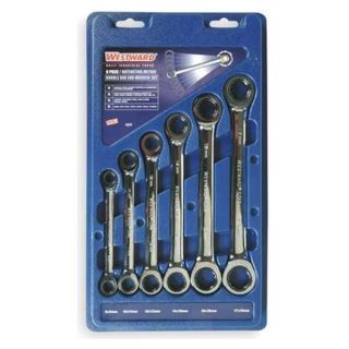 Westward 1LCF2 Ratcheting Wrench Set, Metric, 12 pt., 6 PC