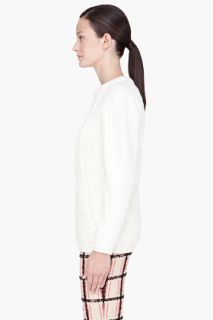 Chloe Off White Cableknit Crewneck Sweater for women