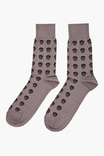 Alexander McQueen Grey Short Skull Socks for men