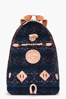 Yuketen Blue Patterned Triangle Backpack for men