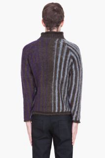 Sasquatchfabrix Dark Purple Striped Mohair Knit for men
