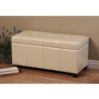 Warehouse of Tiffany Ariel Ivory Faux Leather Storage Bench