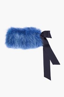 Lanvin Blue Arctic Fox Fur Bow Collar for women