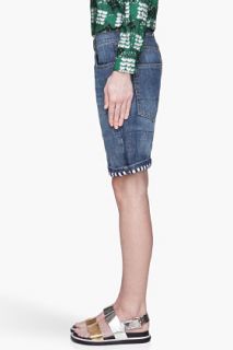 Marni Edition Indigo Contrasting lined Denim Shorts for women