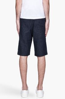 Marni Deep Indigo Striped Floating Pocket Jean Shorts for men