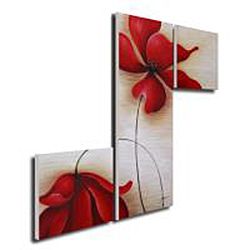 Red Flowers 255 Hand painted Canvas Art Set