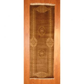 Indo Hand knotted Tibetan Light Brown/ Beige Wool Rug (27 x 710