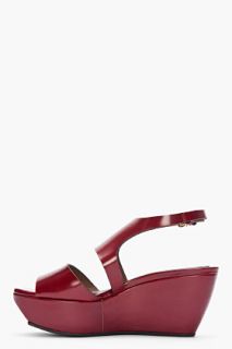 Marni Burgundy Leather Wedge Sandals for women