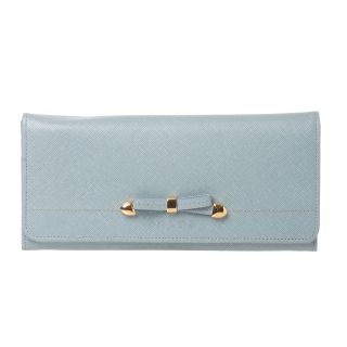 Prada Light Blue Leather Bow Flap Front Wallet