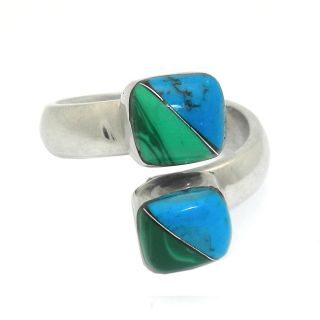 Alpaca Silver Malachite and Turquoise Wrap Ring (Mexico) Today $19.99