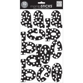 Mambi Large Alphabet Stickers 10 Sheets 7X12 Black With White Dots