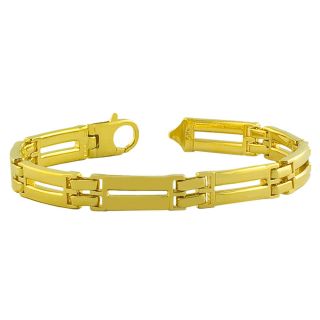 Fremada Gold over Sterling Silver Mens Solid Designer Link Bracelet