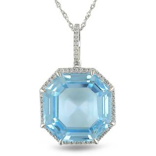 14k Gold Blue Topaz and 1/4ct TDW Diamond Necklace (G H, SI1 SI2
