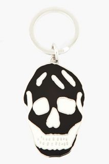 Alexander McQueen Black And White Enamel Skull Keychain for men