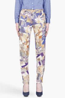 CARVEN Purple And Gold Printed Trousers for women