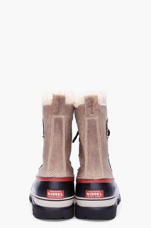 Sorel Taupe Nubuck Caribou Reserve Boots for men