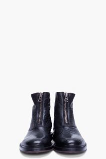 Alexander McQueen Black Leather Zip Boots for men