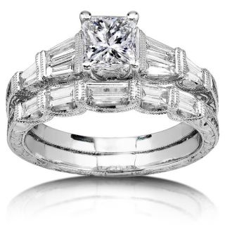 18k White Gold 2ct TDW Diamond Bridal Ring Set (I J, I1 I2
