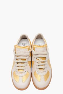 Maison Martin Margiela Gold And Beige Hand finished Sneakers for women